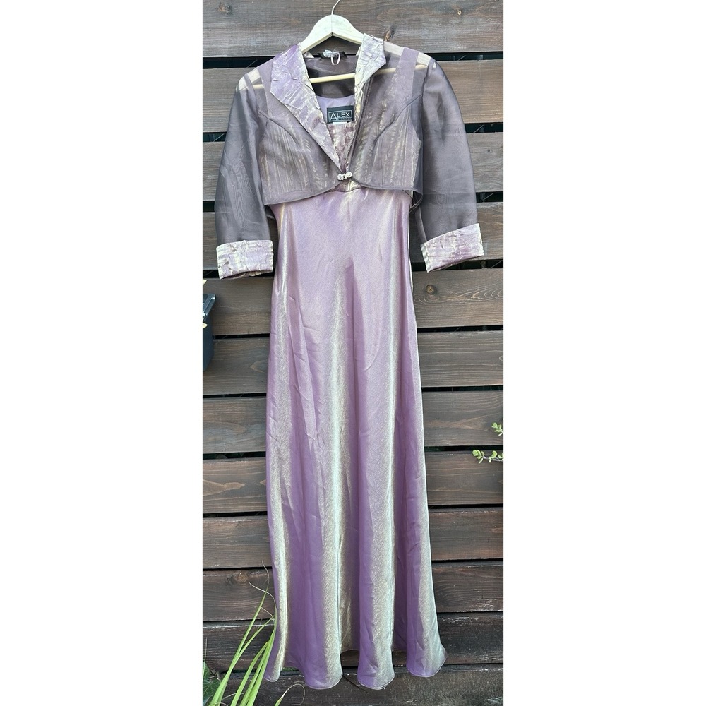 Alex Evenings Pink Metallic Iridescent 2 Piece Formal‎ Jacket Gown Size 8
